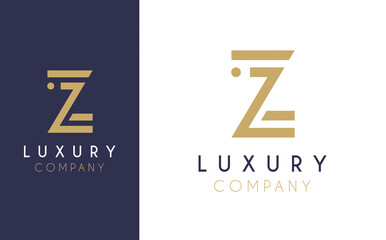 Premium Vector Z Logo in two colour variations. Beautiful Logotype design for luxury company branding. Elegant identity design in blue and gold. - obrazy, fototapety, plakaty