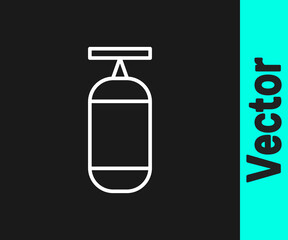 White line Punching bag icon isolated on black background. Vector Illustration