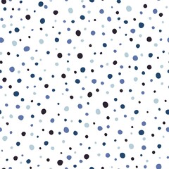Modern Scandinavian seamless pattern with blue and black dots