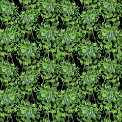 Watercolor Seamless pattern of different house plants. Hand drawn indoor green plants in flower pots. Decorative greenery backdrop perfect for fabric textile, scrapbooking or wrapping paper.