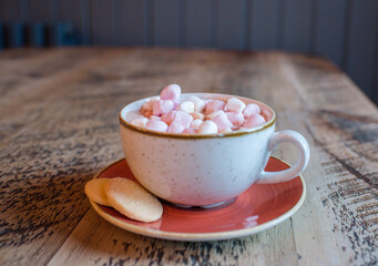 Hot chocolate with cream and marshmallows