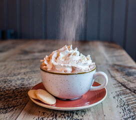 Hot chocolate with cream and marshmallows