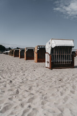 Baltic sea beach chairs in Travemuende
