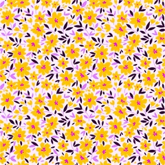Papier peint Petites fleurs Joli motif floral dans la petite fleur. Imprimé petites fleurs. Texture vectorielle continue. Modèle élégant pour les imprimés de mode. Impression de petites fleurs jaunes. Fond blanc.