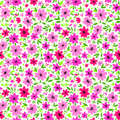 Elegant floral pattern in small pink flower. Liberty style. Floral seamless background for fashion prints.
