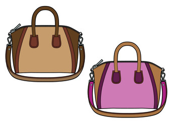 Set of women's classic leather bag.