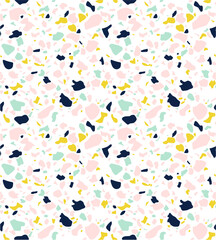 Terrazzo seamless pattern. Vector background in light colors. 