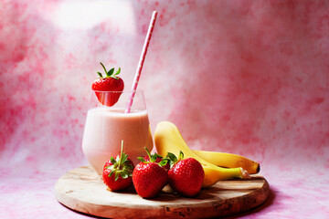 strawberry  banana smoothie on a table
