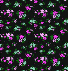 Fototapeta na wymiar Seamless floral pattern for design. Small pink flowers. Dark background. Modern floral texture. The elegant the template for fashion prints.
