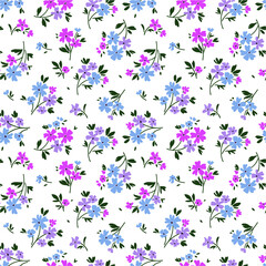 Elegant floral pattern in small pink and lilac flower. Liberty style. Floral seamless background for fashion prints. Ditsy print. Seamless vector texture. Spring bouquet.