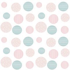 Cute trendy pastel abstract hand drawn seamless vector pattern background illustration with circles modern design for paper, cover, fabric and interior decor
