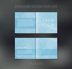 Vector brochure, booklet, presentation design template with blue geometric low poly  abstract background