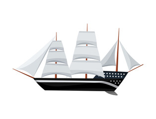 Yacht sailboat or sail boat marine. Cruise travel company. Sailing ship symbol