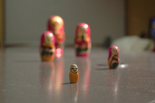 Russian babuska in close view on the table