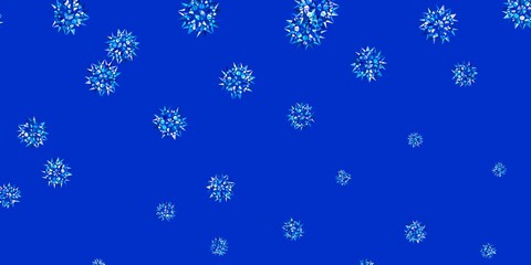 Light BLUE vector doodle template with flowers.