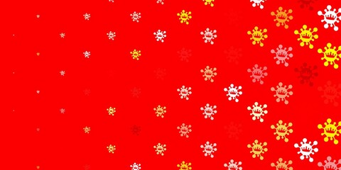 Light red, yellow vector pattern with coronavirus elements.