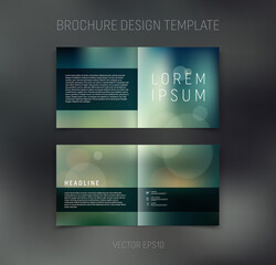 Vector brochure, booklet, presentation design template with blurry bokeh abstract background