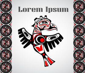 totem bird indigenous art stylization