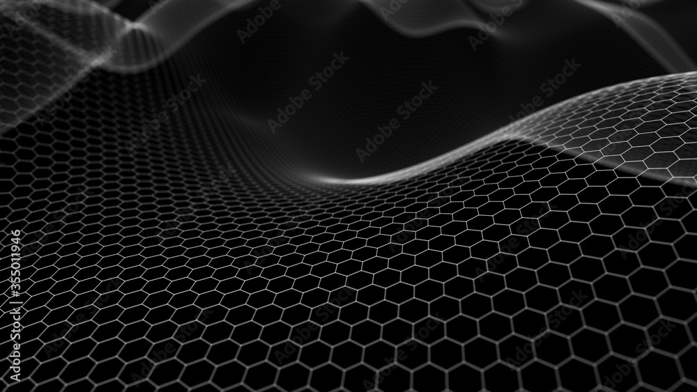 Aufkleber abstract dynamic wave of lines. big data. network of lines. digital background. 3d rendering.
