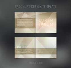 Vector brochure, booklet, presentation design template with beige geometric low poly abstract background