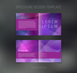 Obraz na płótnie Canvas Vector brochure, booklet, presentation design template with purple geometric low poly abstract background