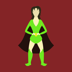 Superhero woman.Female cartoon character . Icon in flat style