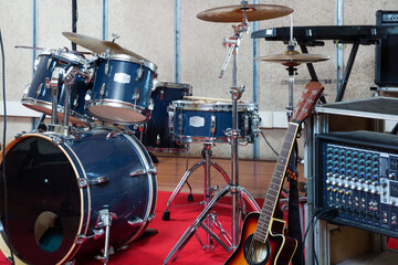 Backline equipment in empty recording studio