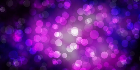 Dark Purple vector layout with circle shapes. Modern abstract illustration with colorful circle shapes. Pattern for wallpapers, curtains.