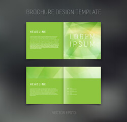 Fototapeta premium Vector brochure, booklet, presentation design template with green geometric low poly abstract background