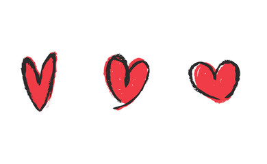Heart doodles set. Collection of hand drawn illustrated hearts.