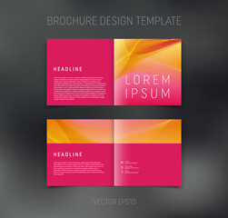 Vector brochure, booklet, presentation design template with pink and yellow abstract background