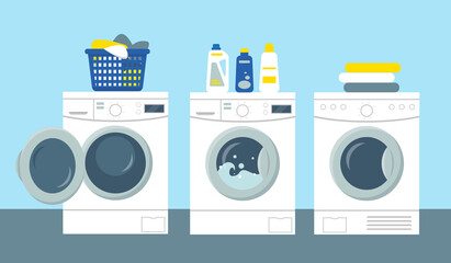 Washing and drying machines vector illustration.