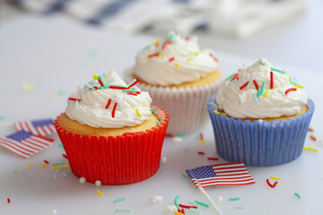 American Flag Cupcakes for July 4th Decoration
