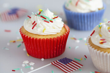 American Flag Cupcakes for July 4th Decoration