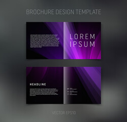 Vector brochure, booklet, presentation design template with purple and black abstract background