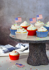 American Flag Cupcakes for July 4th Decoration