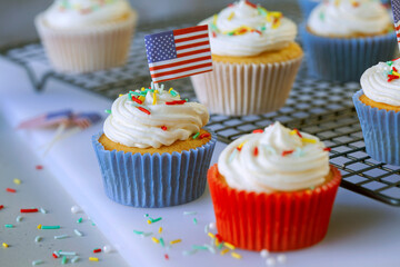 American Flag Cupcakes for July 4th Decoration