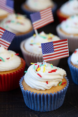 American Flag Cupcakes for July 4th Decoration