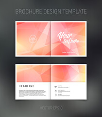 Vector brochure, booklet, presentation design template with pink geometric low poly abstract background