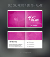 Vector brochure, booklet, presentation design template with purplr geometric low poly abstract background