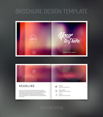 Vector brochure, booklet, presentation design template with blurred soft bokeh abstract background