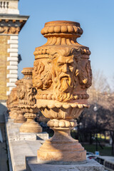 Fototapeta na wymiar Pyrogranite Decorative Vase at Castle Garden Bazaar by Danube river in Budapest