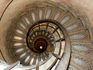 old metal spiral staircase top view