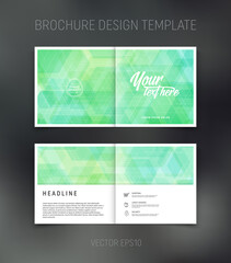 Vector brochure, booklet, presentation design template with light green geometric abstract background