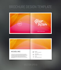 Vector brochure, booklet, presentation design template with  orange and pink abstract background