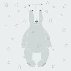 Funny monochrome Bear Boy