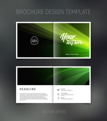 Vector brochure, booklet, presentation design template with green smooth abstract background