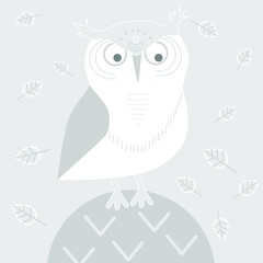Funny monochrome Owl