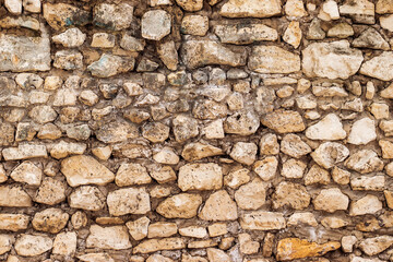 Part of a stone wall for background or texture. Rough masonry.