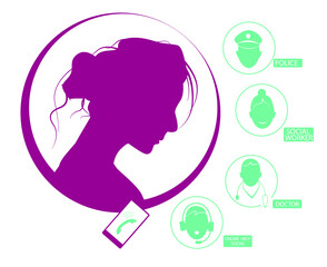 women abuse profile with 4 sign social for help